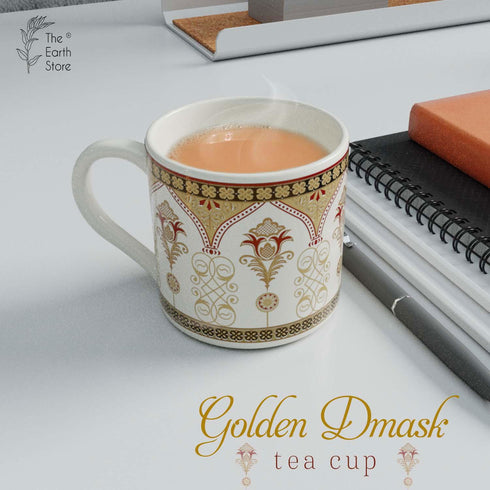 Set Of 6 Golden Dmask Tea Cup - The Earth Store - Tea Cups